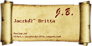 Jaczkó Britta névjegykártya
